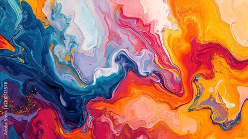 Bright colorful swirls of paint merging together in a creative artistic design