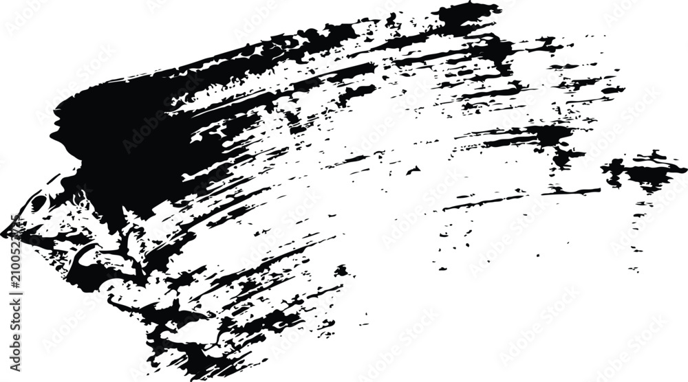 Obraz premium Black Brush Stroke Paint Texture On White Background, Abstract Grunge Smear For Design.