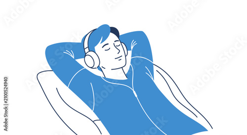 Принти на полотні Young woman wearing headphones sleeping.