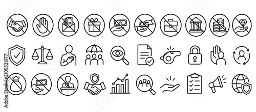 Bild auf Leinwand Black and white icon set of prohibitions and permissions.