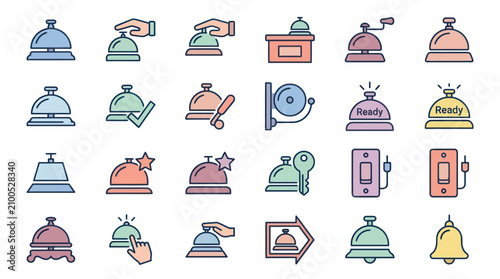 Фотография Colorful Hotel Service Bell Icons.