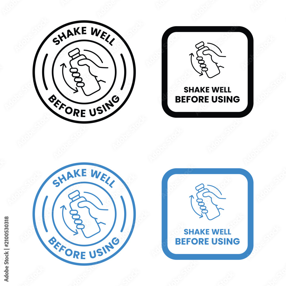 Obraz premium Shake Well Icon Set With Hand And Coiled Spring Flat Vector Illustration White Background
