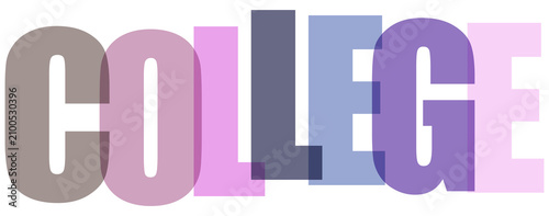 Multicolored college text graphic design element overlay transparent background