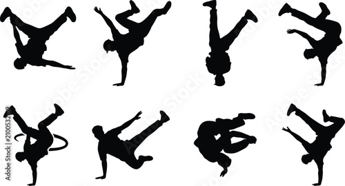 Фотография Breakdance Silhouette Collection Set for Street Dance and Urban Movement Design