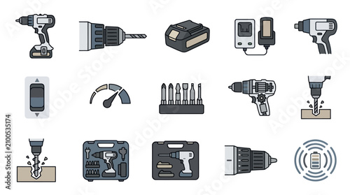 Foto Collection of cordless power tools.