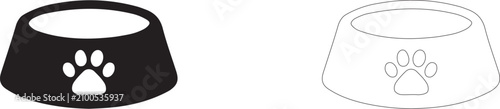 Konstfotografi Pet food bowl vector icon filled and outline, paw print and animal care symbol