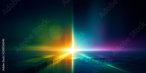 retro and futuristic split poster background with bold contrast, old and new divided abstract design, past versus future dual background with neon and vintage textures
