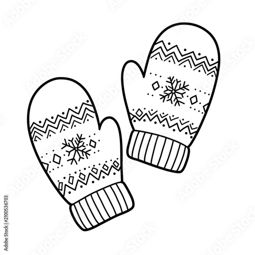 Hand Drawn Winter Gloves With Snowflake Patterns