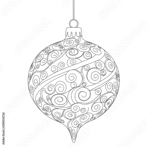 Intricate Christmas Ornament With Swirl Designs Suspended by String