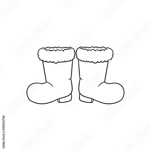 Pair of Fluffy Lined Winter Boots on White Background