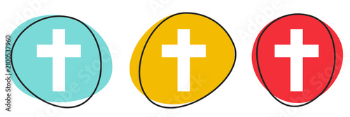 Cuadro en lienzo Button Banner Set mit 3 bunten Buttons: Tod oder Friedhof