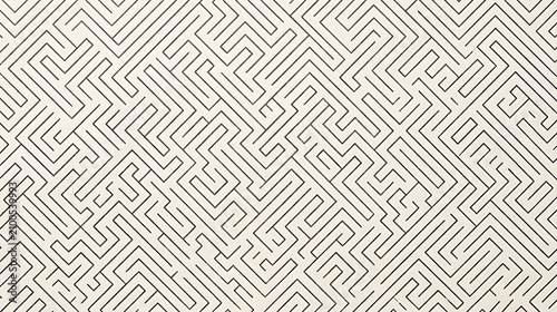 Seamless Black and White Maze Pattern Background