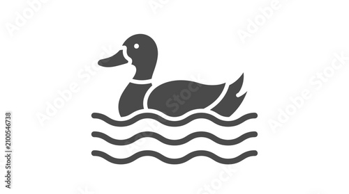 Canvastavla Duck Swimming in Water Silhouette Icon.