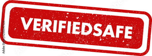 Verified safe stamp red rubber seal of approval for security and trust