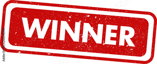 Red rubber stamp with 'winner' text achievement and recognition symbolism