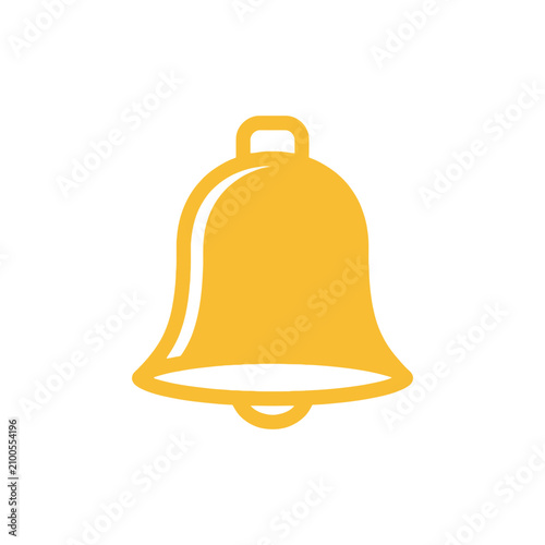 Yellow Metal Bell Icon Object.
