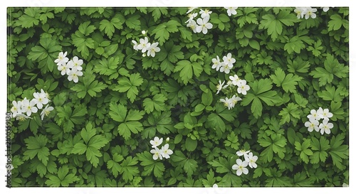A lush green floral arrangement with white flowers