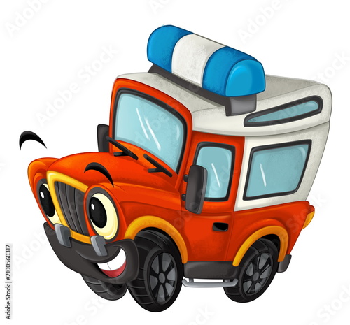 cartoon scene with off road heavy truck fireman car isolated on white illustration for children
