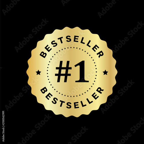 Gold round number one bestseller vector badge