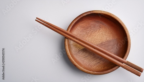 Wooden Chopsticks On White Background Natural Brown Color Minimalist Tableware
