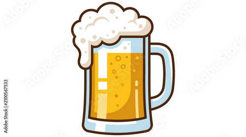 Obraz na płótnie Stylized vector illustration of a cold refreshing glass mug filled with golden b