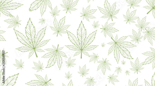 Seamless vector cannabis leaf pattern, cannabis leaf design, seamless fabric pattern.