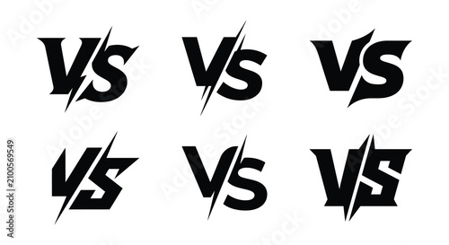 Tableau sur toile Versus lettering variations black vector illustration on white background