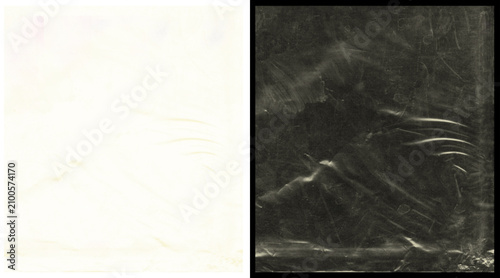 Schilderij op canvas Vintage plastic texture overlays, crumpled transparent film background set, dist