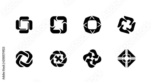 Canvas-taulu Collection of modern black with set eight distinct black white logos plain white