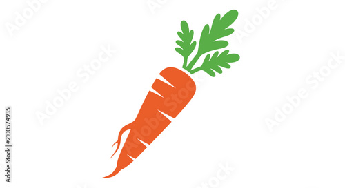 Orange carrot icon with green leaves on white background with stylized orange illustration vegetable nutrition colorful healthy produce with graphic
