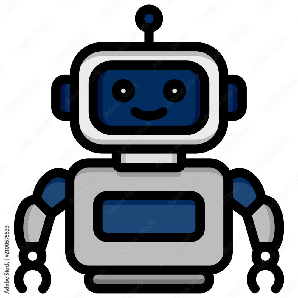 Naklejka premium Robot Icon, Filled Line style icon vector illustration, Suitable for website, mobile app, print, presentation, infographic and any other project.