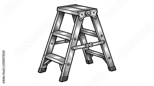 Metal folding step ladder tool.