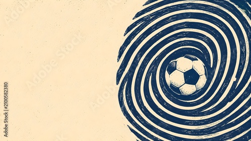 sports football identity concept with ball inside fingerprint spiral for community belonging and supporter campaign advertising

