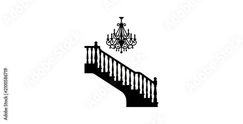 Chandelier and Staircase Railing Silhouette