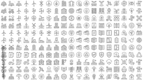 Foto A large collection of various gray icons is displayed densely on a white background