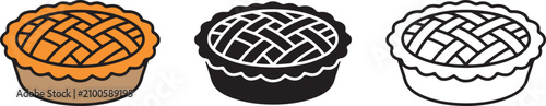 Foto Set of three stylized pie icons featuring a colorful version alongside a solid b
