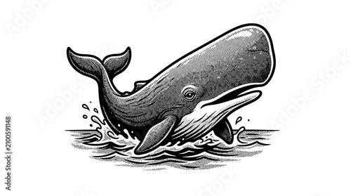Foto Large gray whale in water.