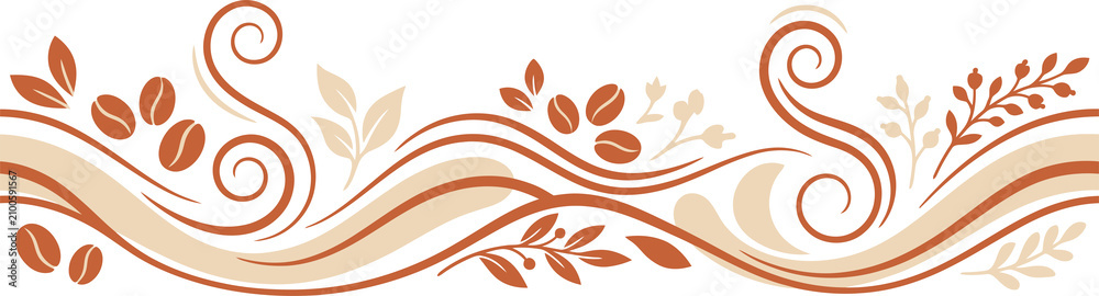 Fototapeta premium Elegant Orange and Brown Autumn Leaves Wave Border Design