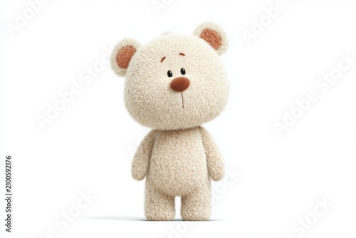 A small white teddy bear with a brown nose and ears standing on a white background. it is a soft toy likely a stuffed animal and is available for purchase online at john lewis.