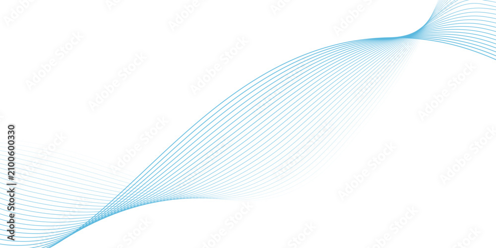Fototapeta premium Abstract horizontal glowing blue line wave background