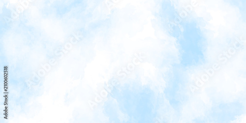 Soft abstract light blue watercolor background with pastel paper texture, smooth brush strokes, airy cloud gradients, bright white center, and elegant graphic design backdrop.