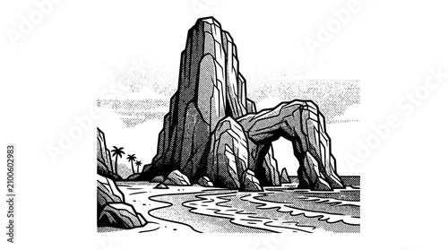 Tableau sur toile Large Rock Formation Ocean Shore.