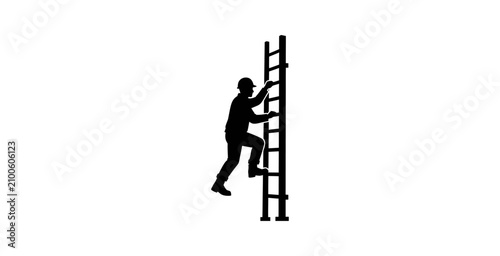 Foto Person Climbing Ladder Silhouette Vector