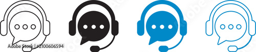 Foto Customer support vector icons featuring live chat, call center, and assistance s