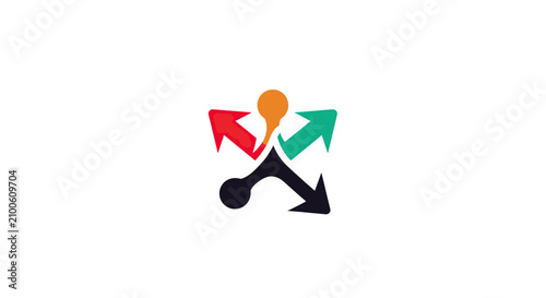 Multi-directional colorful arrow junction icon