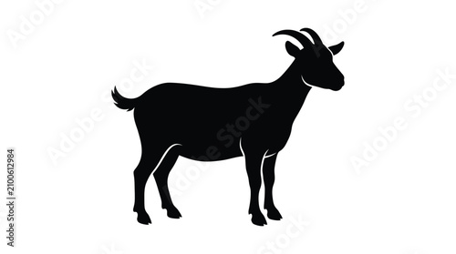 Bild auf Leinwand Black goat silhouette against a white background silhouette