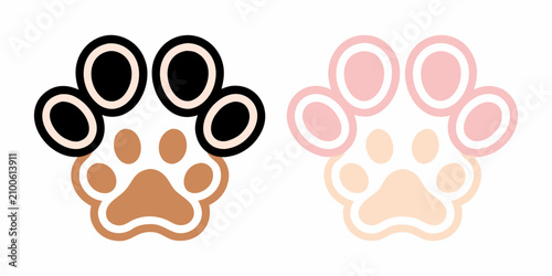 Cuadro en lienzo Stylized Paw Prints In Gradient Colors Vector Illustration