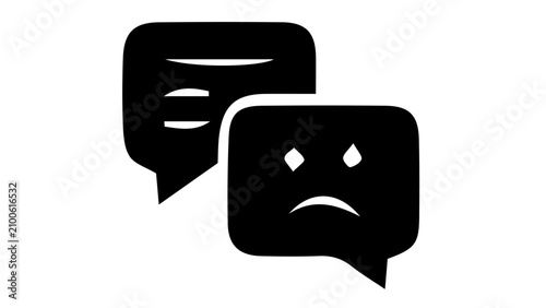 Fotografie Sad speech bubbles, black icons, chat symbols, emoticon, messaging