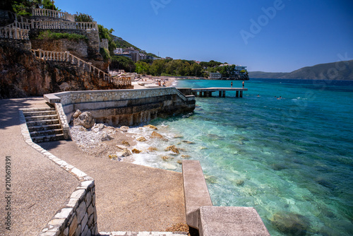 Seaside promenade near the city of Vlora, Albania.