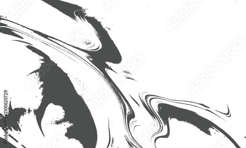 Abstract fluid marble ink spill grunge texture distressed wavy flowing black and white background graphic vector illustration